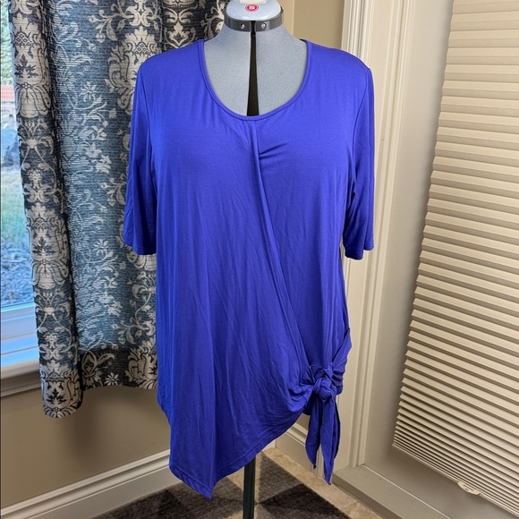 Papa Vancouver Tops - Papa Vancouver Top Purple Blue Bamboo Blend Asymmetrical Tie Women's Sz XXL